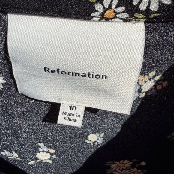Reformation - Black Floral Midi Skirt - Sz 10 - Picture 4 of 4